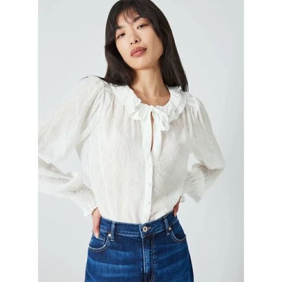 PAIGE Silk Blend Dionna Ruffled Button-Front Blouse - Picture 3 of 10